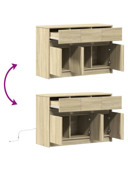 TV skříňka s LED dub sonoma 91 x 34 x 61 cm kompozitní dřevo