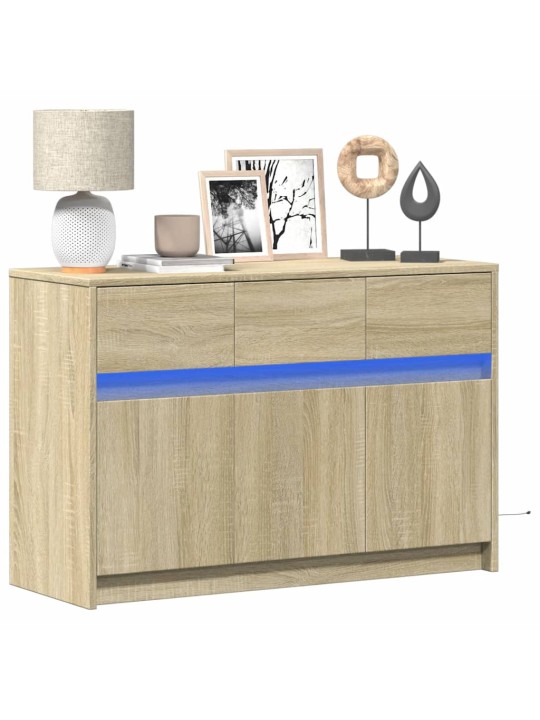 TV skříňka s LED dub sonoma 91 x 34 x 61 cm kompozitní dřevo