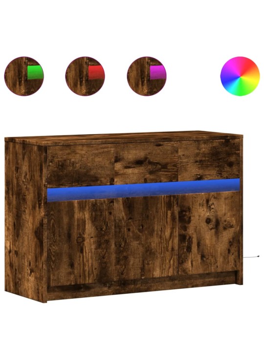 Tv skříňka s led kouřový dub 91 x 34 x 61 cm kompozitní dřevo