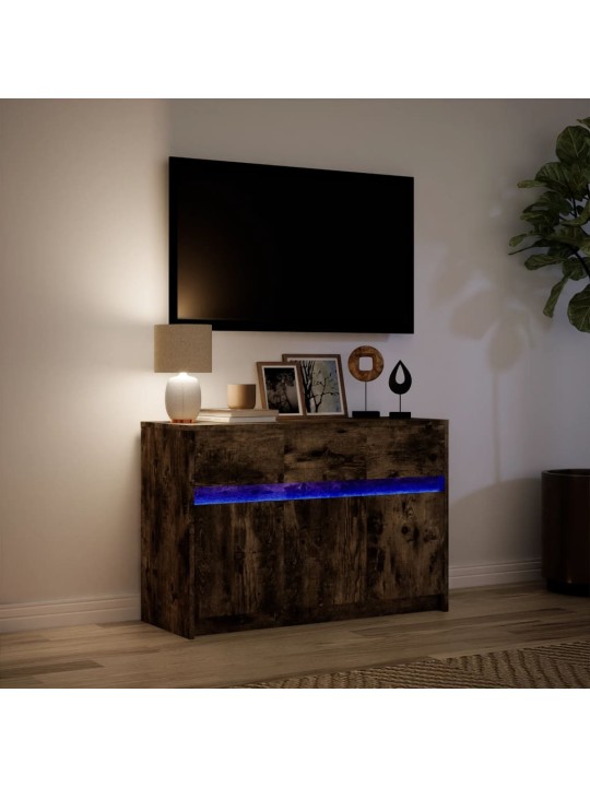 Tv skříňka s led kouřový dub 91 x 34 x 61 cm kompozitní dřevo