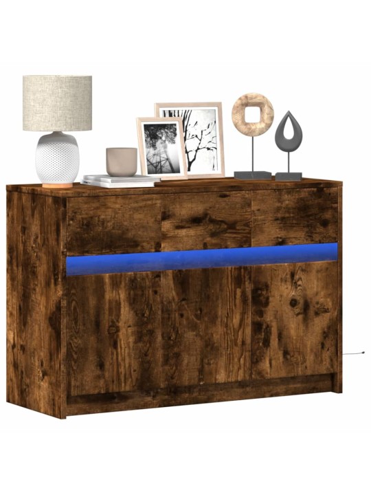 Tv skříňka s led kouřový dub 91 x 34 x 61 cm kompozitní dřevo