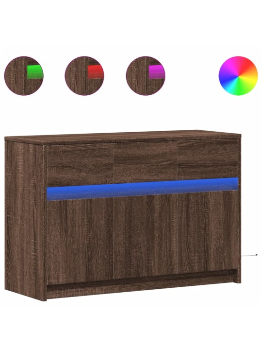 Tv skříňka s led hnědý dub 91 x 34 x 61 cm kompozitní dřevo