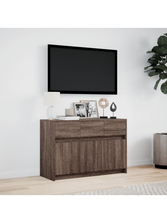 Tv skříňka s led hnědý dub 91 x 34 x 61 cm kompozitní dřevo