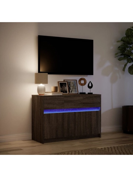 Tv skříňka s led hnědý dub 91 x 34 x 61 cm kompozitní dřevo