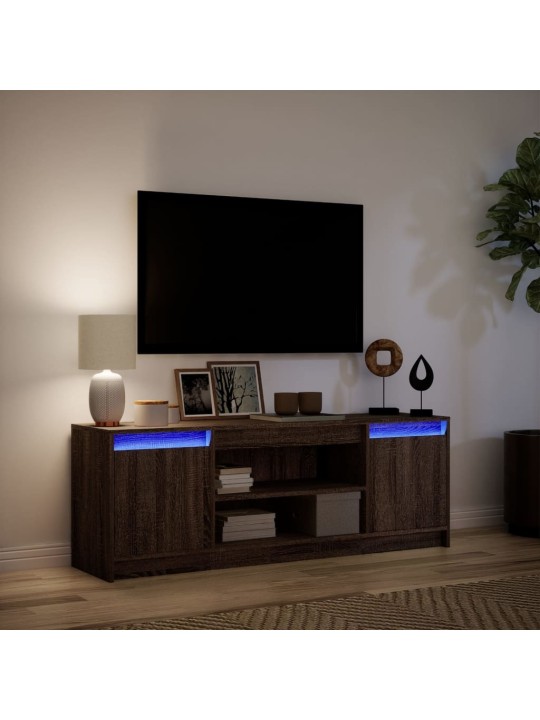 Tv skříňka s led hnědý dub 139,5 x 34 x 50 cm kompozitní dřevo