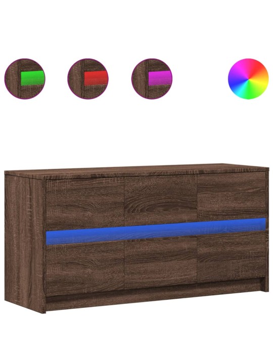 Tv skříňka s led hnědý dub 100 x 34 x 50 cm kompozitní dřevo