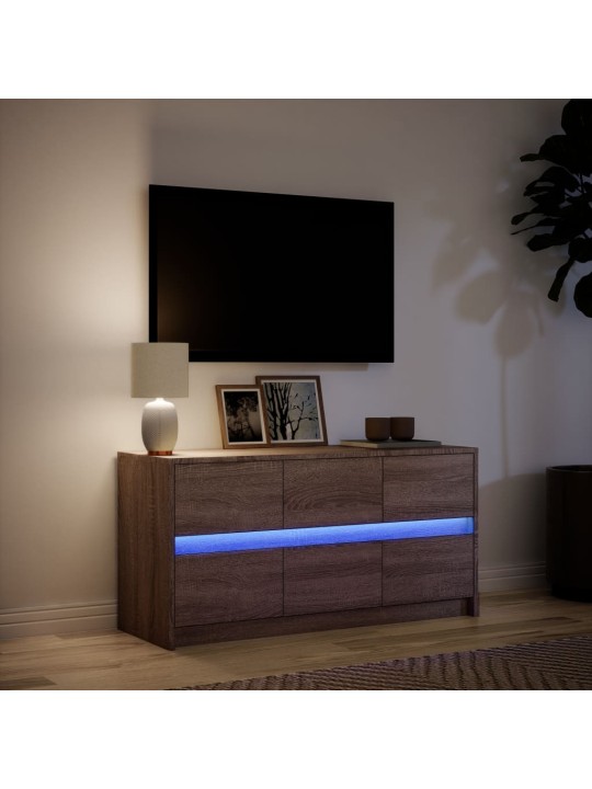 Tv skříňka s led hnědý dub 100 x 34 x 50 cm kompozitní dřevo