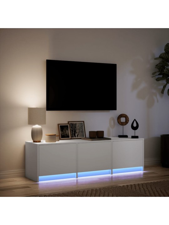 TV skříňka s LED bílá 140 x 34 x 40 cm kompozitní dřevo