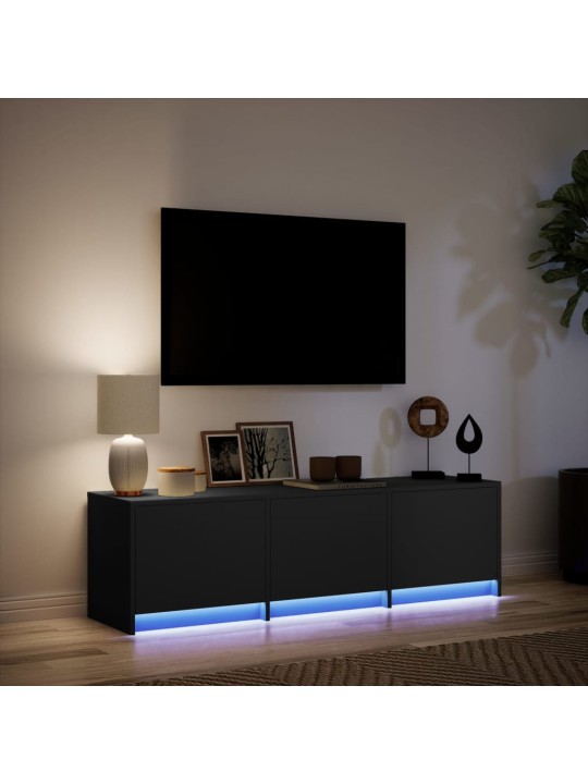 TV skříňka s LED černá 140 x 34 x 40 cm kompozitní dřevo