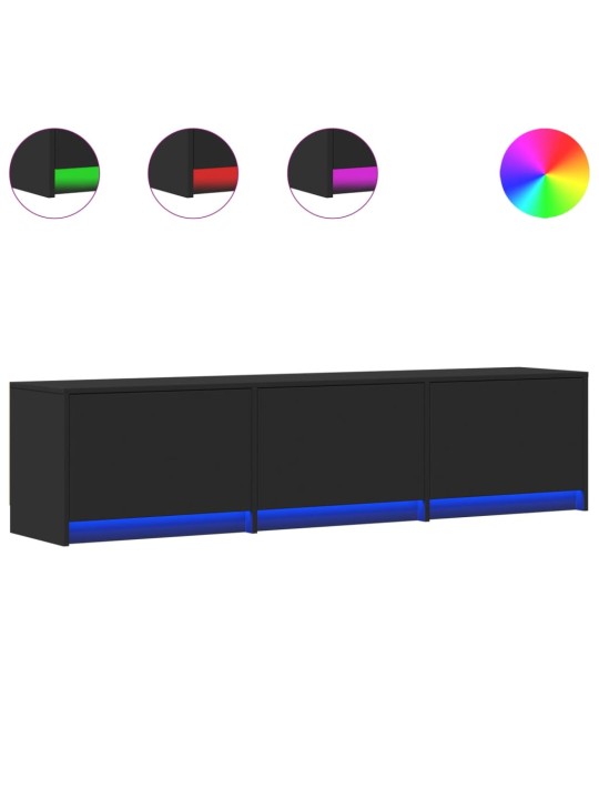 TV skříňka s LED černá 165 x 34 x 40 cm kompozitní dřevo