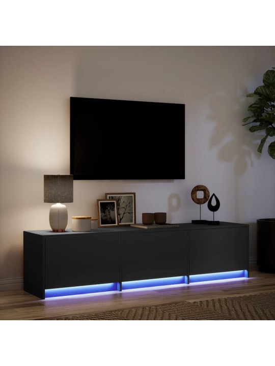 TV skříňka s LED černá 165 x 34 x 40 cm kompozitní dřevo