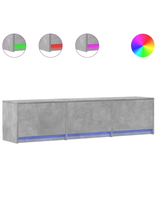 TV skříňka s LED betonově šedá 165x34x40 cm kompozitní dřevo