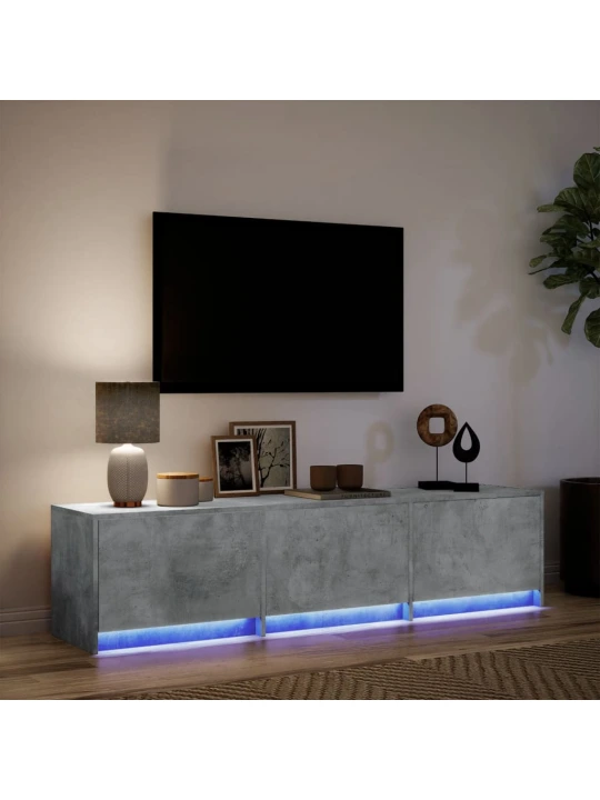 TV skříňka s LED betonově šedá 165x34x40 cm kompozitní dřevo