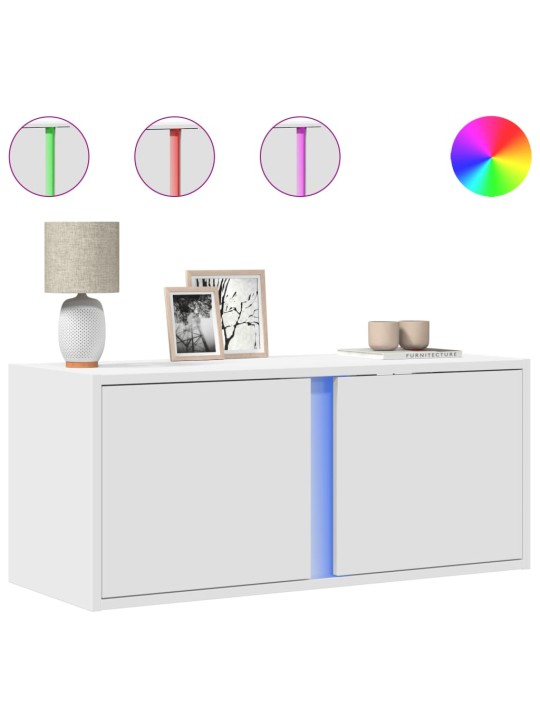Nástěnná TV skříňka s LED osvětlením bílá 80 x 31 x 35 cm