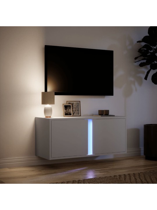 Nástěnná TV skříňka s LED osvětlením bílá 80 x 31 x 35 cm