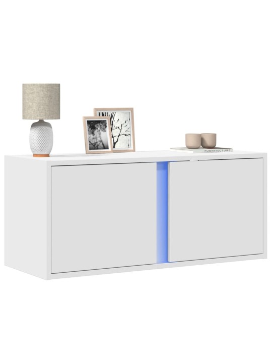 Nástěnná TV skříňka s LED osvětlením bílá 80 x 31 x 35 cm
