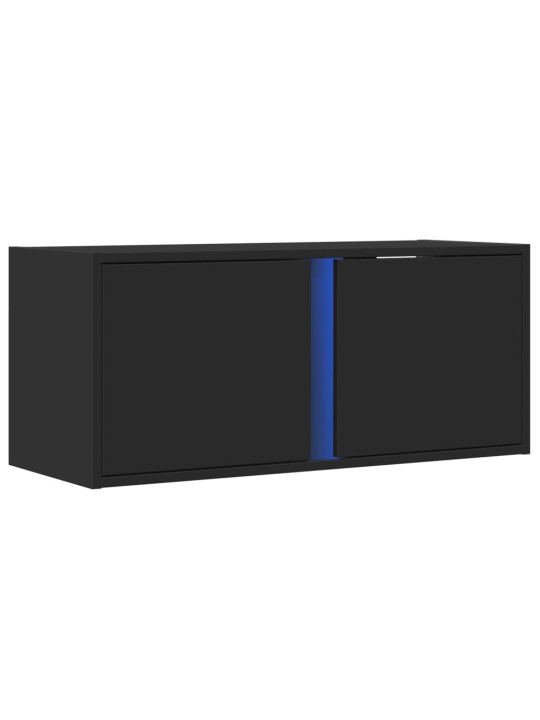 Nástěnná TV skříňka s LED osvětlením černá 80 x 31 x 35 cm