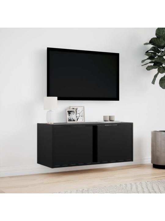 Nástěnná TV skříňka s LED osvětlením černá 80 x 31 x 35 cm