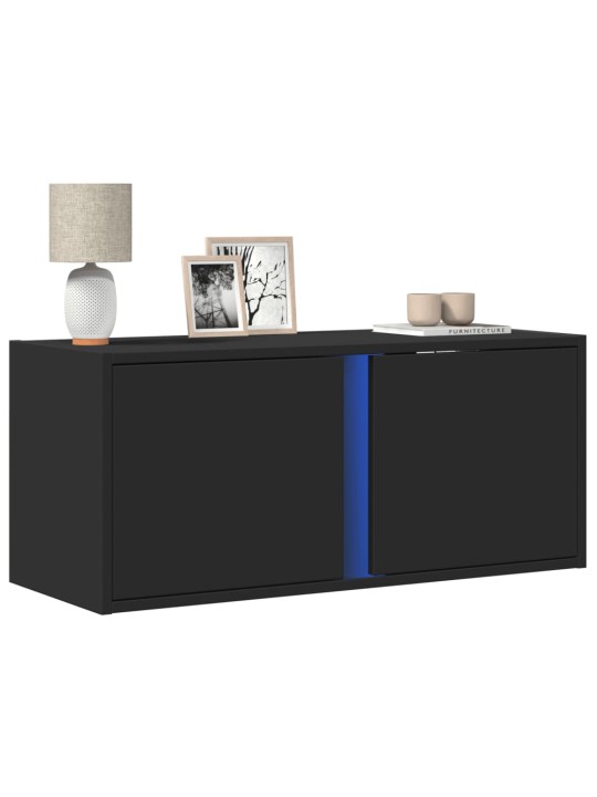 Nástěnná TV skříňka s LED osvětlením černá 80 x 31 x 35 cm
