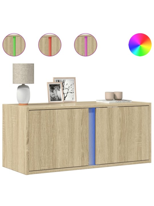 Nástěnná TV skříňka s LED osvětlením dub sonoma 80 x 31 x 35 cm