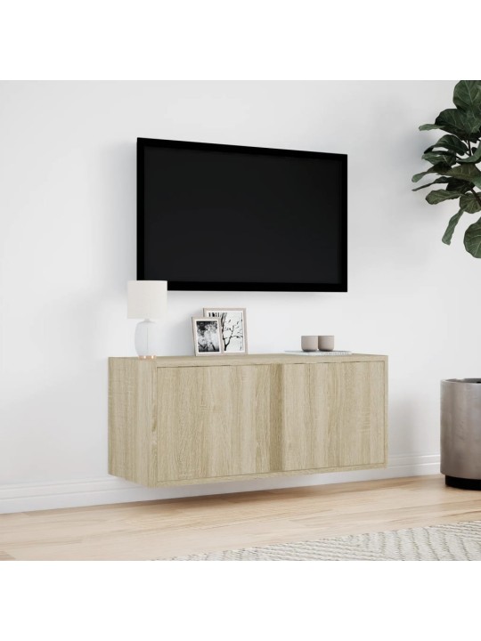 Nástěnná TV skříňka s LED osvětlením dub sonoma 80 x 31 x 35 cm