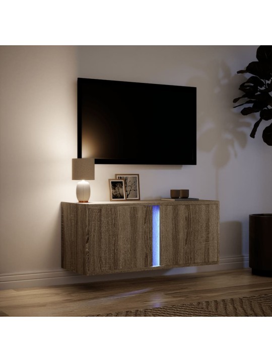 Nástěnná TV skříňka s LED osvětlením dub sonoma 80 x 31 x 35 cm