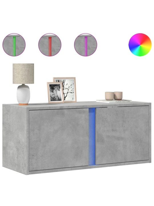 Nástěnná TV skříňka s LED osvětlením betonově šedá 80x31x35 cm