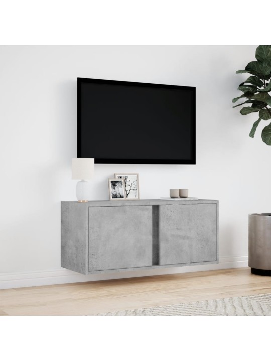Nástěnná TV skříňka s LED osvětlením betonově šedá 80x31x35 cm