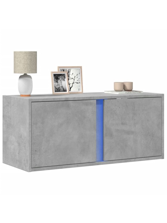 Nástěnná TV skříňka s LED osvětlením betonově šedá 80x31x35 cm