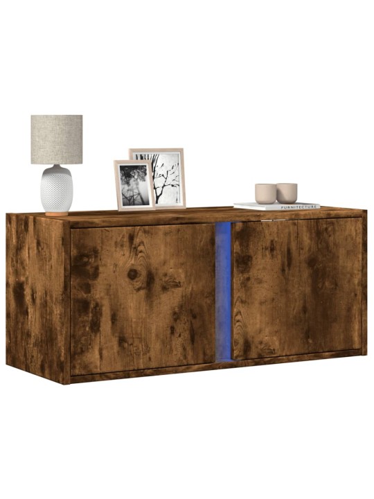 Nástěnná tv skříňka s led osvětlením kouřový dub 80x31x35 cm
