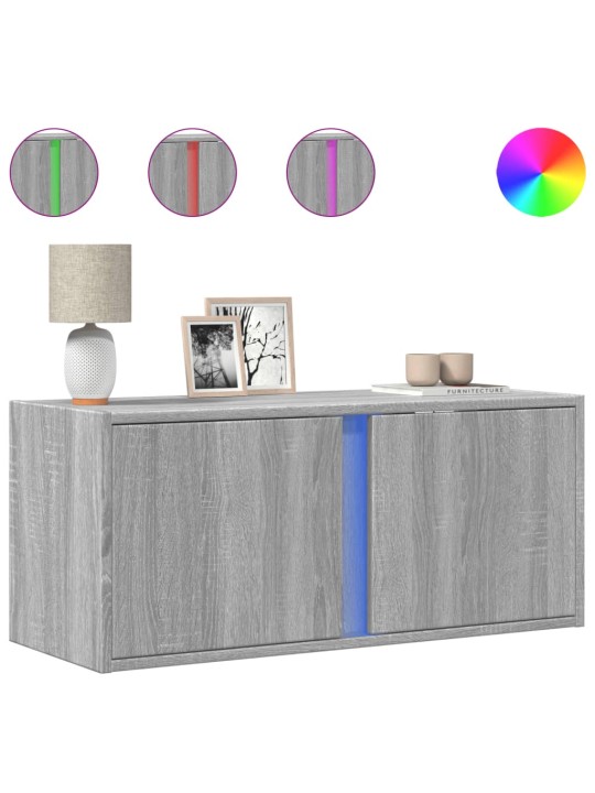 Nástěnná tv skříňka s led osvětlením šedá sonoma 80x31x35 cm