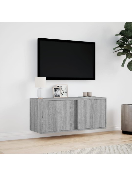 Nástěnná tv skříňka s led osvětlením šedá sonoma 80x31x35 cm