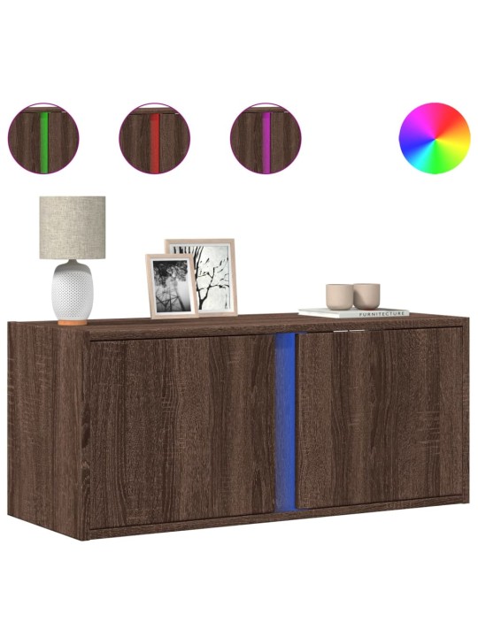 Nástěnná tv skříňka s led osvětlením hnědý dub 80 x 31 x 35 cm