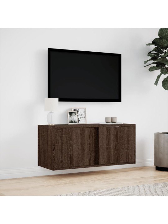 Nástěnná tv skříňka s led osvětlením hnědý dub 80 x 31 x 35 cm