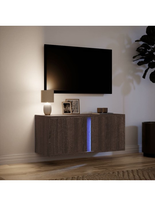 Nástěnná tv skříňka s led osvětlením hnědý dub 80 x 31 x 35 cm