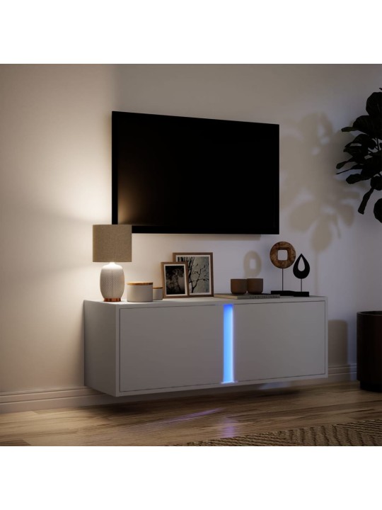 Nástěnná TV skříňka s LED osvětlením bílá 100 x 31 x 35 cm