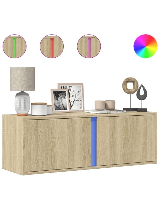 Nástěnná TV skříňka s LED osvětlením dub sonoma 100x31x35 cm