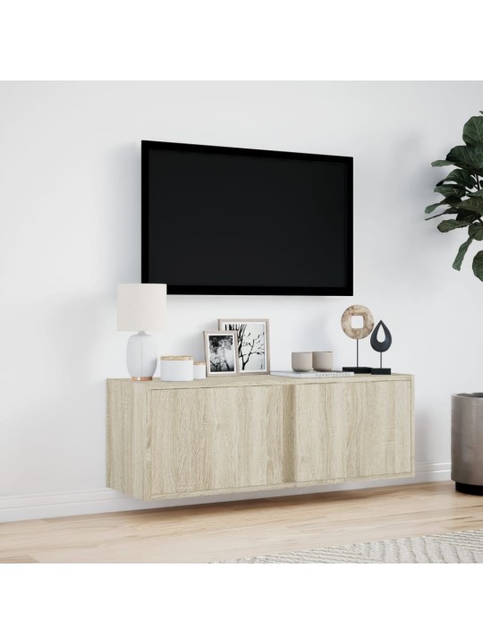 Nástěnná TV skříňka s LED osvětlením dub sonoma 100x31x35 cm