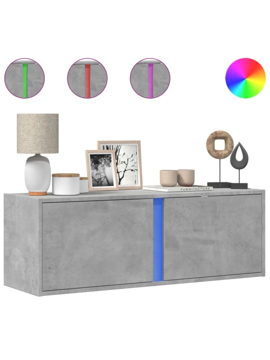 Nástěnná TV skříňka s LED osvětlením betonově šedá 100x31x35 cm