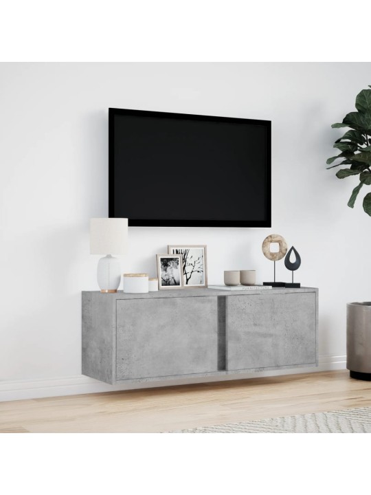 Nástěnná TV skříňka s LED osvětlením betonově šedá 100x31x35 cm