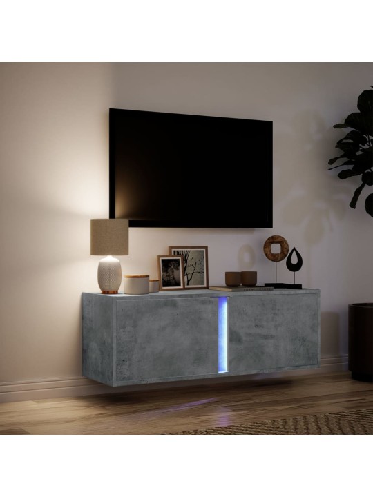 Nástěnná TV skříňka s LED osvětlením betonově šedá 100x31x35 cm