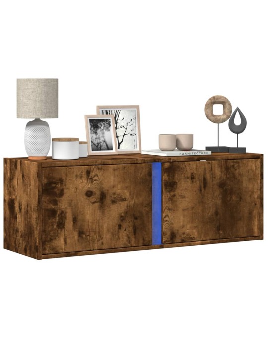 Nástěnná tv skříňka s led osvětlením kouřový dub 100x31x35 cm