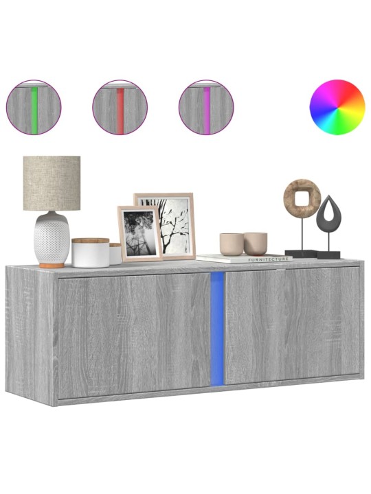 Nástěnná tv skříňka s led osvětlením šedá sonoma 100x31x35 cm