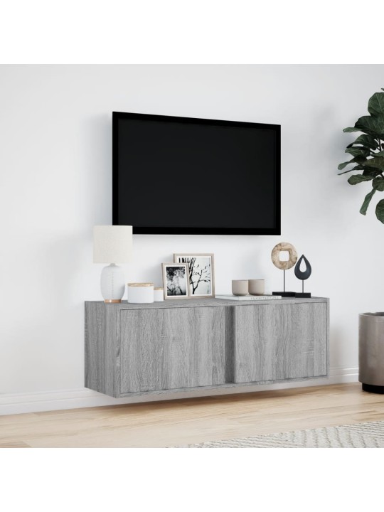Nástěnná tv skříňka s led osvětlením šedá sonoma 100x31x35 cm