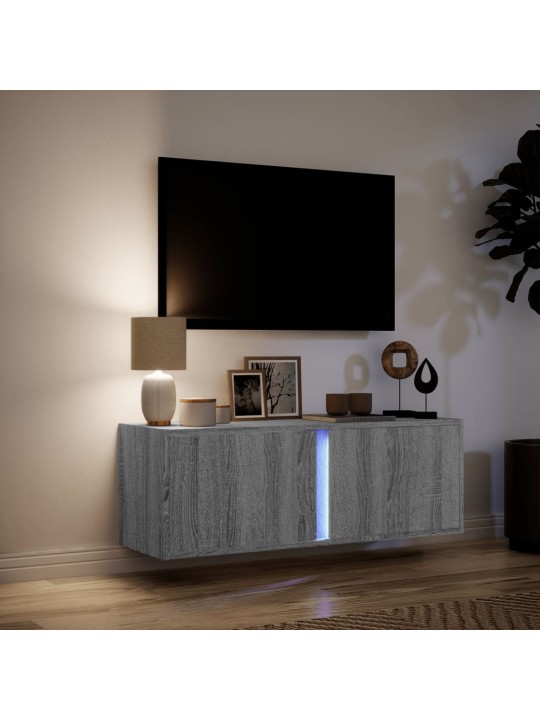 Nástěnná tv skříňka s led osvětlením šedá sonoma 100x31x35 cm
