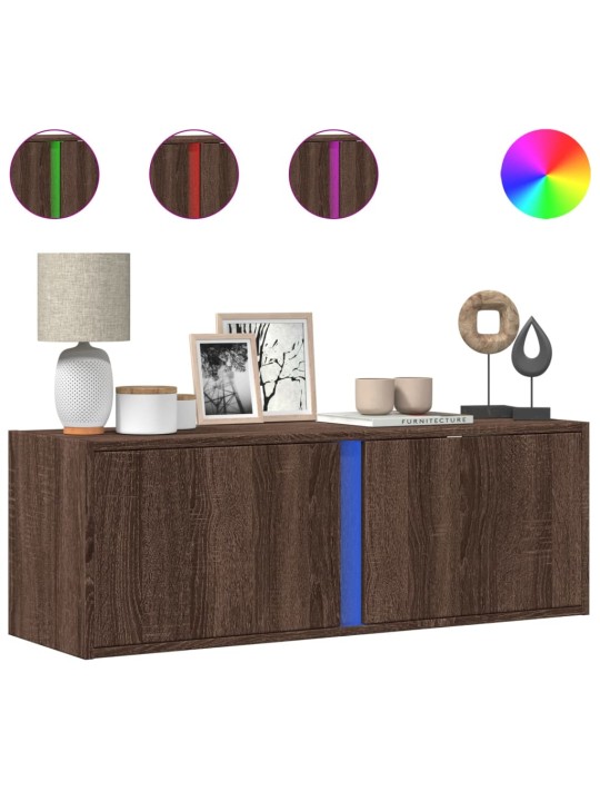 Nástěnná tv skříňka s led osvětlením hnědý dub 100 x 31 x 35 cm