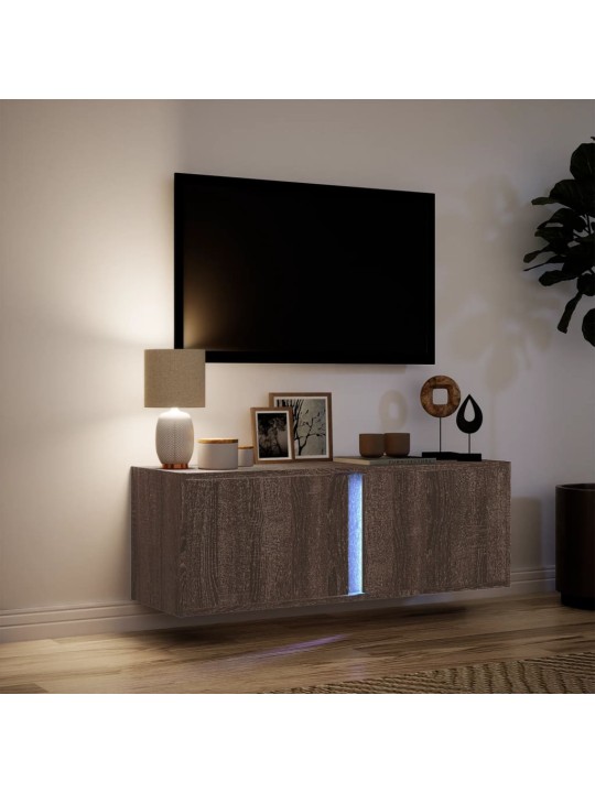 Nástěnná tv skříňka s led osvětlením hnědý dub 100 x 31 x 35 cm