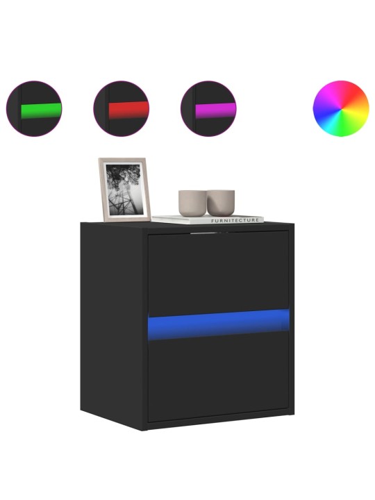 Nástěnná TV skříňka s LED osvětlením černá 41 x 31 x 45 cm