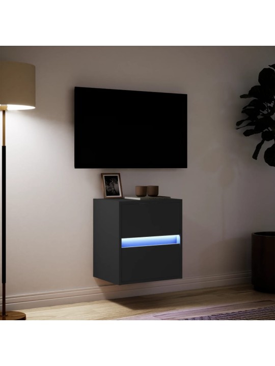 Nástěnná TV skříňka s LED osvětlením černá 41 x 31 x 45 cm