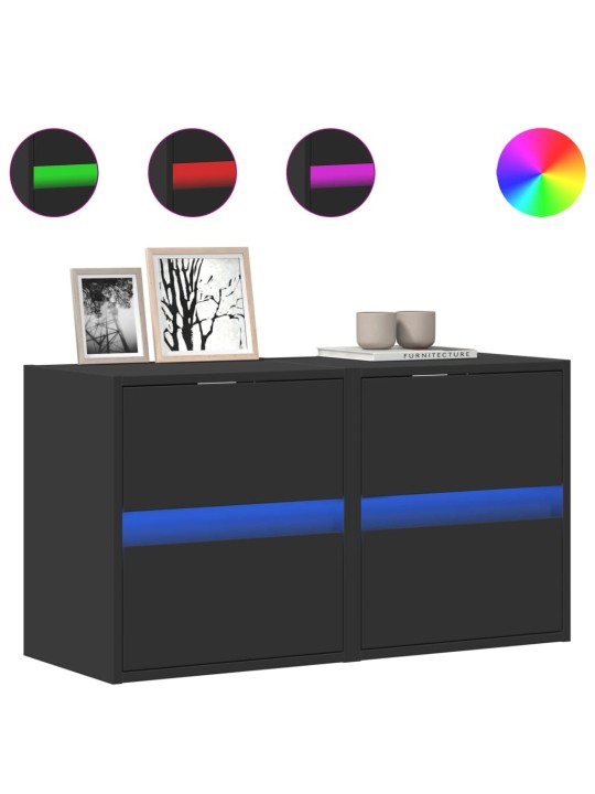 Nástěnné TV skříňky s LED osvětlením 2 ks černé 41 x 31 x 45 cm
